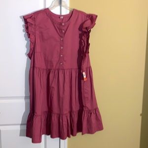 2X new / tags, pink tier dress. Ruffle details & buttons. Old Navy
